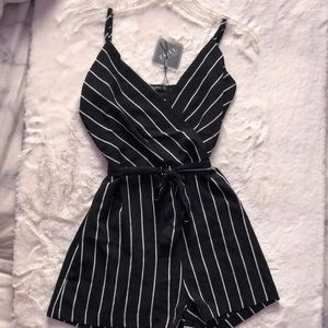 Black and White Striped Romper